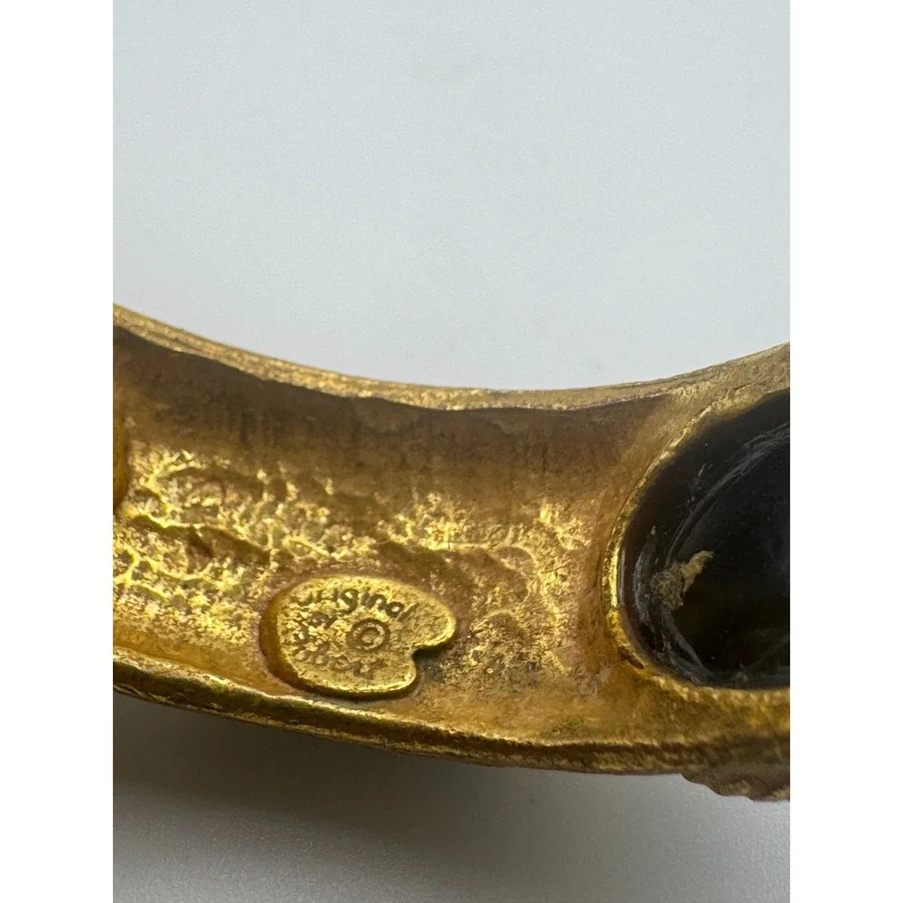 Vintage Original by Robert Bracelet Gold Tone Black Cabochon Clamper Cuff